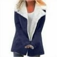 thumbnail image 6 of FNFYFH Women Plus Size Sherpa Fleece Lined Jackets Winter Warm Lapels Jacket Fashion Composite Button Outwear Coat, 6 of 7