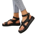 thumbnail image 3 of asddcavvf Summer Fashion Thick Bottom Buckle Open Toe Solid Colour Roman Beach Ladies Large Size San, 3 of 5