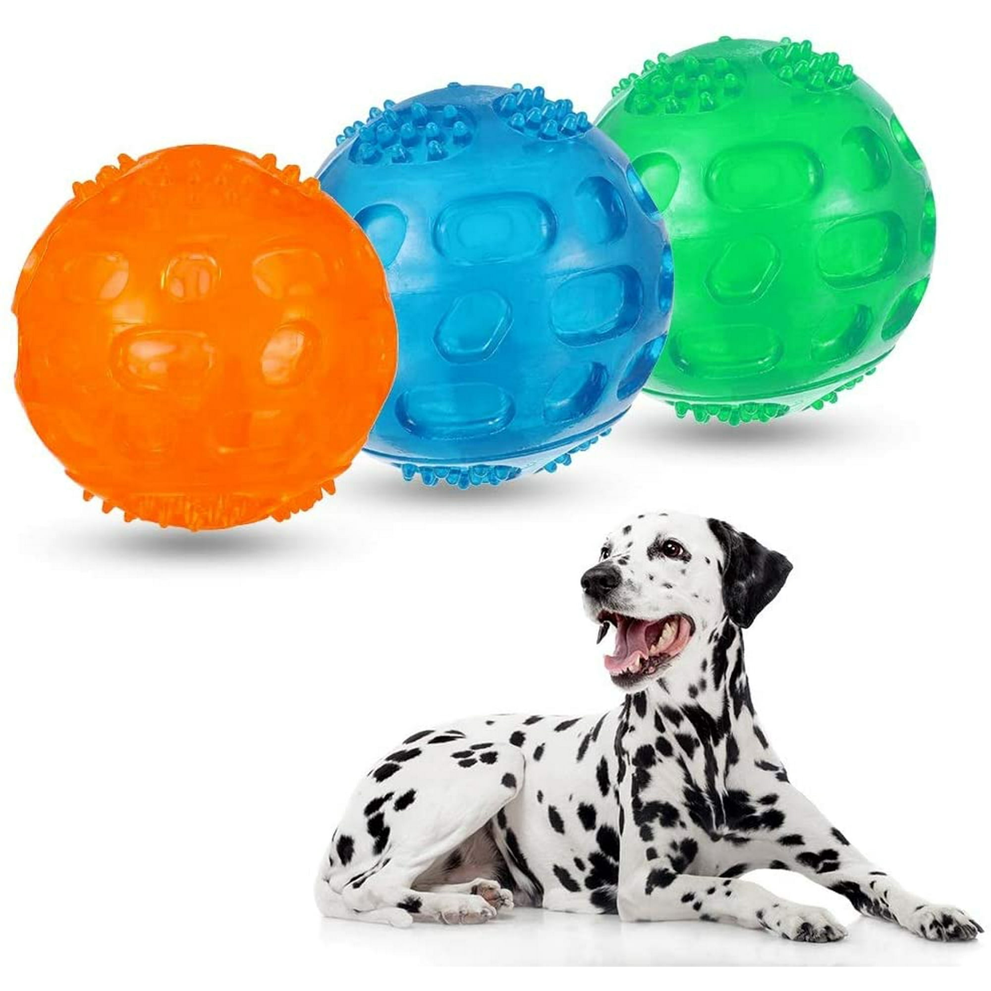 3 Pcs Dog Chew Balls Dog Toy Bouncy Ball Durable Bouncy Pet Squeaky Fetch Ball Waterproof Rubber Dog Toy for Pets Training Playing Walmart