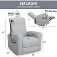 thumbnail image 3 of hzlagm Electric Power Swivel Rocker Recliner Chair Recliner Glider with USB Ports and Cell Phone Holder for Living Room Bedroom - Light Gray, 3 of 9