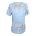 thumbnail image 4 of Womens T Shirts Tie-dye Short Sleeve Basic Crew Tee Summer Casual Blouses Fashion Printed Loose O Neck Tshirts (XX-Large, Light Blue), 4 of 4