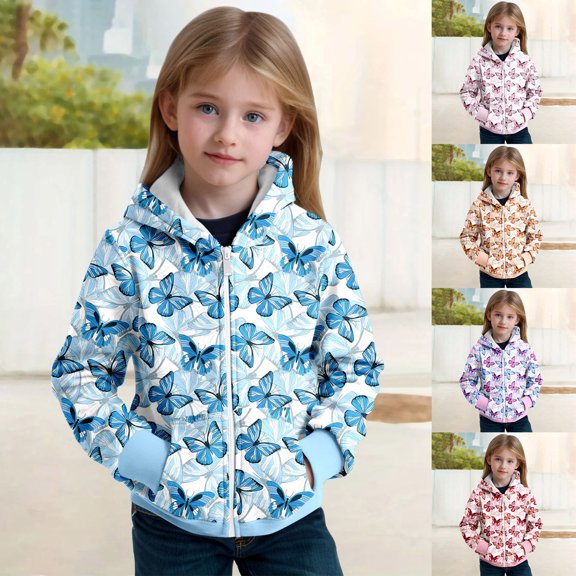 Miaoju Girls Animal Print Zip Up Graphic Hoodie with Pockets Comfort Long Sleeve Soft Hoodies