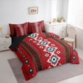 thumbnail image 3 of Homewish Retro Boho Aztec 7-Piece Twin Bedding Sets,Vintage Striped Rhombus Bedding Comforter Set,Red Cyan Beige Sheet Sets For Adults,Super Cozy Room Decor Reversible, 3 of 8