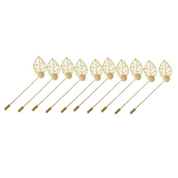 10 piezas DIY Rose Bud pegamento en la base hoja solapa Pin Boutonniere Craft Oro Zulema Base del pin del palito de la solapa