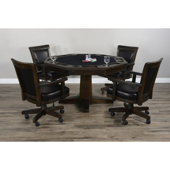 Empire USA Blaze Poker Game & Dining Table Set w/ 4-6 Game Chairs (Smokehouse Finish 6 Game Chairs)