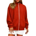 thumbnail image 6 of JPVDPA Waffle Jackets for Women Knit Bomber Jacket Full Zip Up Coats with Pockes Long Sleeve Fall Spring Outerwear Red L, 6 of 6