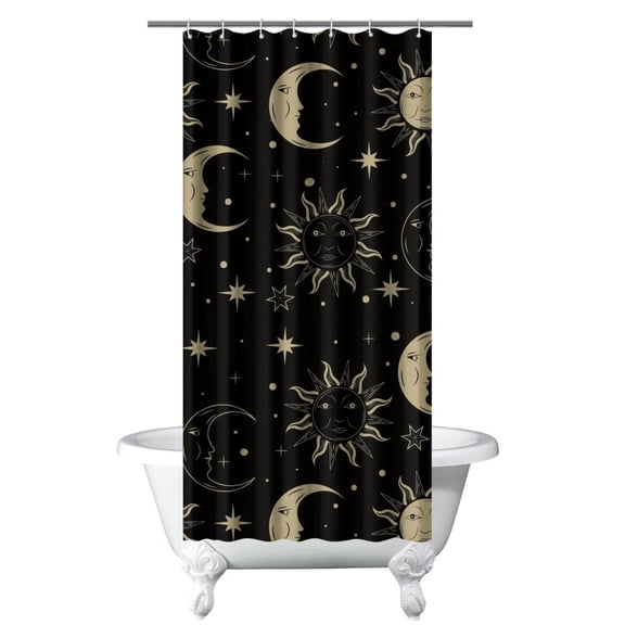 Astronomical Gothic Shower Curtain with Celestial Map, Moon Star Dark Cosmic Art, Ethereal Astral Aesthetic Waterproof Fabric Bathroom Curtain with Hooks for Home, Dorm, Hotel Use