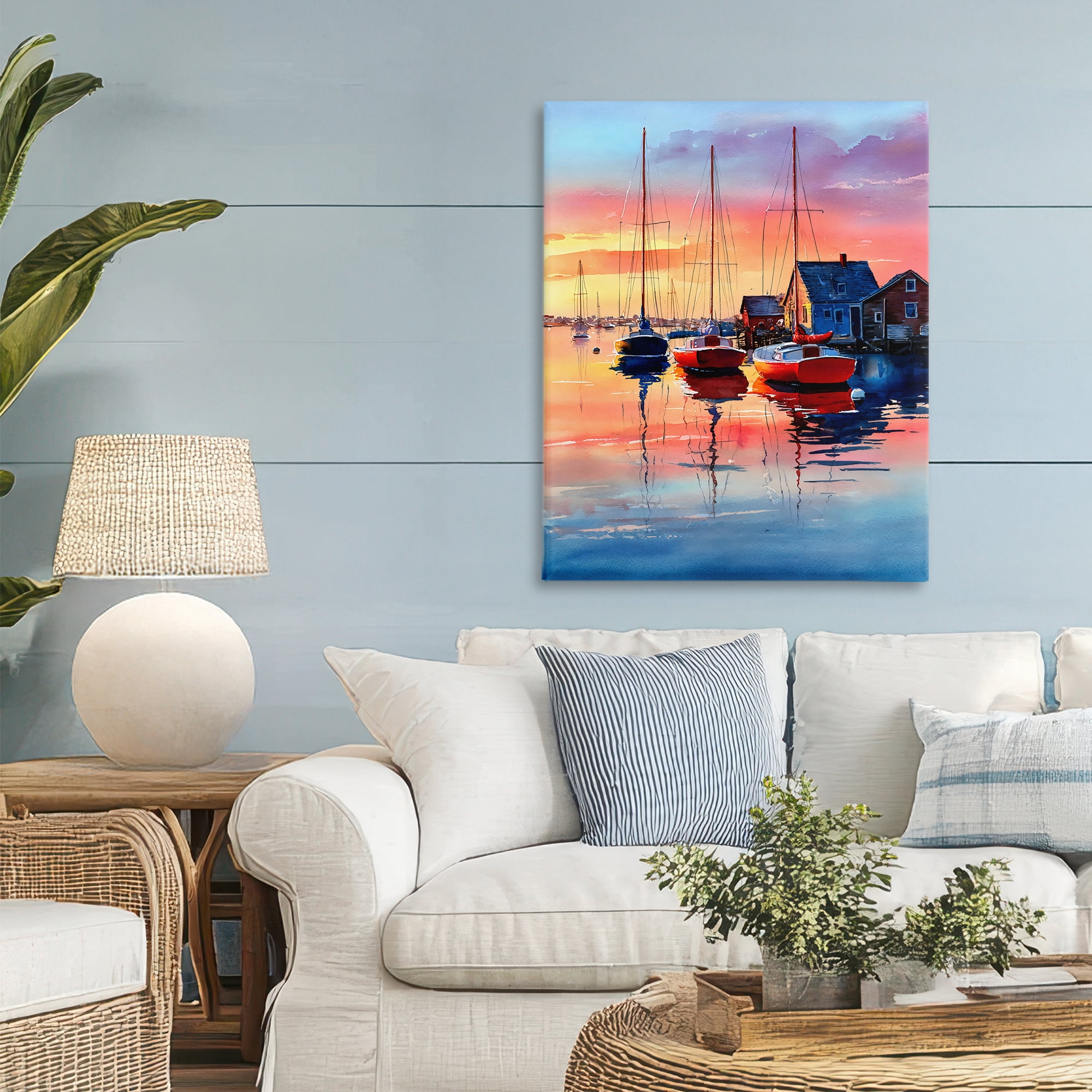 Stupell Industries Vivid Sunset at Docks Canvas Wall Art, design by Franklyn Gregory