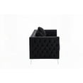 thumbnail image 3 of Modern Black Velvet 86" Sofa with Button Tufting and Chrome Legs, 3 of 5