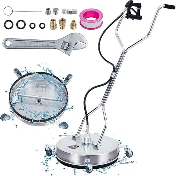 Luku 20" Heavy-Duty Pressure Washer Surface Cleaner, 4000 PSI Stainless Steel Driveway Cleaner with 4 Swivel Wheels & Dual Handle