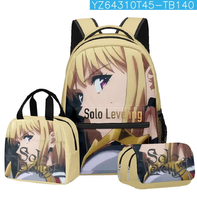 Solo Leveling Double-layer Schoolbag Suit Backpack Lunch Bag Pencil Case Three-piece Set-QIUPING