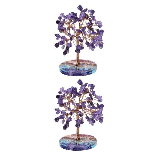 Decodeary Add Charm To Home Stylish Home Accents With Crystals Stones Tree Gift Choice Crystals Stones Tree Pendant purple crystal 2Set
