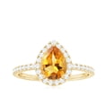 thumbnail image 5 of Rosec Jewels Citrine Teardrop Engagement Ring with Halo - 6X8 mm - Natural Citrine Diamond Ring - AAA Quality - with Jewelry Box, 18K Yellow Gold, US 7.00, 5 of 9