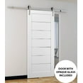 thumbnail image 3 of Sliding Barn Door 24 x 80 with Stainless Steel 6.6ft Hardware | Quadro 4117 White Silk with Frosted Opaque Glass | Top Mount Rail Hangers Sturdy Silver Set | Lite Wooden Solid Panel Interior Doors, 3 of 6