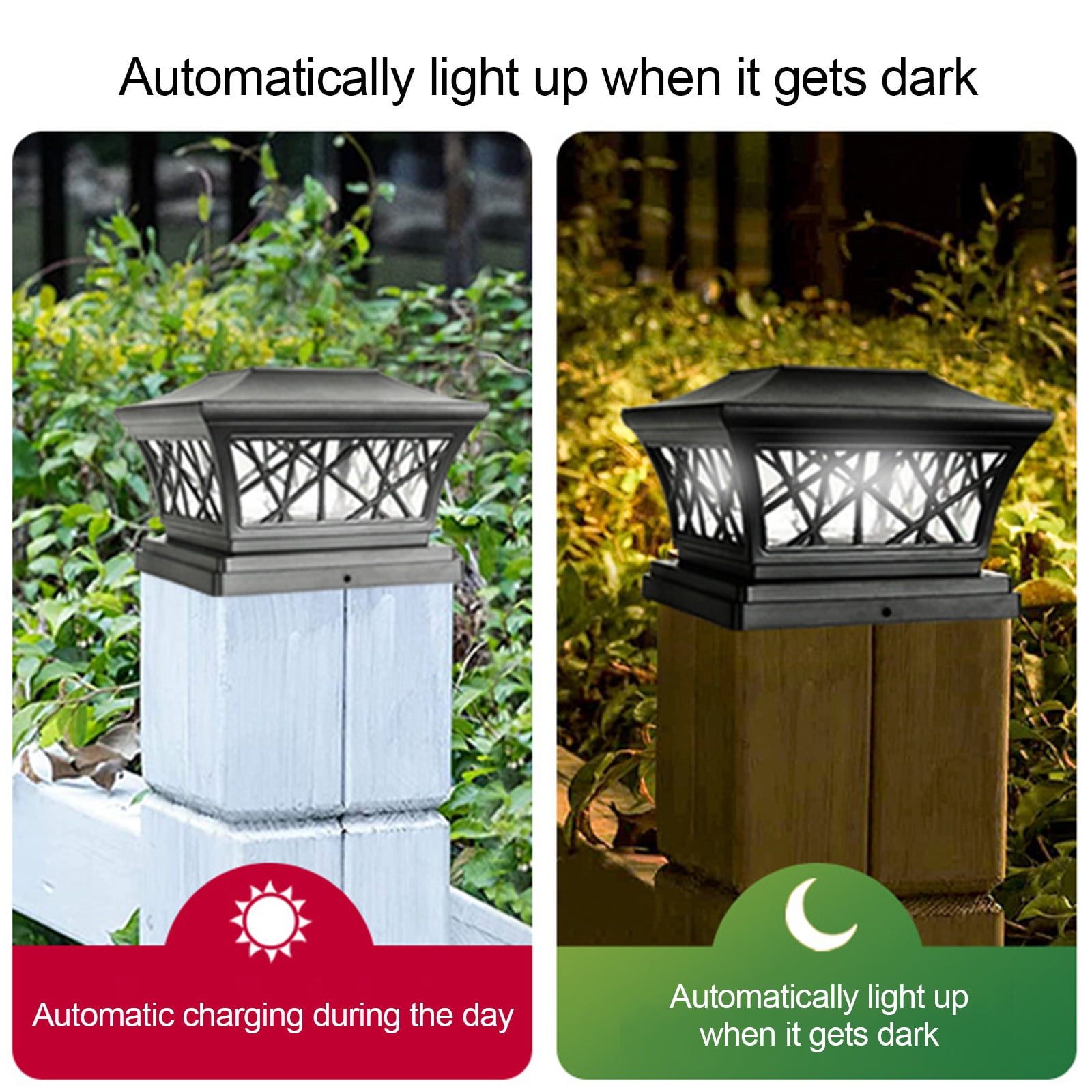 BCZHQQ Solar Post Cap Lights,Outdoor Post Light for White/Green 4x6 Vinyl Fence Deck-Waterproof Warm White