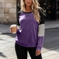thumbnail image 2 of Jsaierl Women's Trendy Round Neck Long Sleeve Sweatshirts Color Block Striped Raglan Sleeves Lightweight Casual Fall Tops S-5XL, 2 of 7