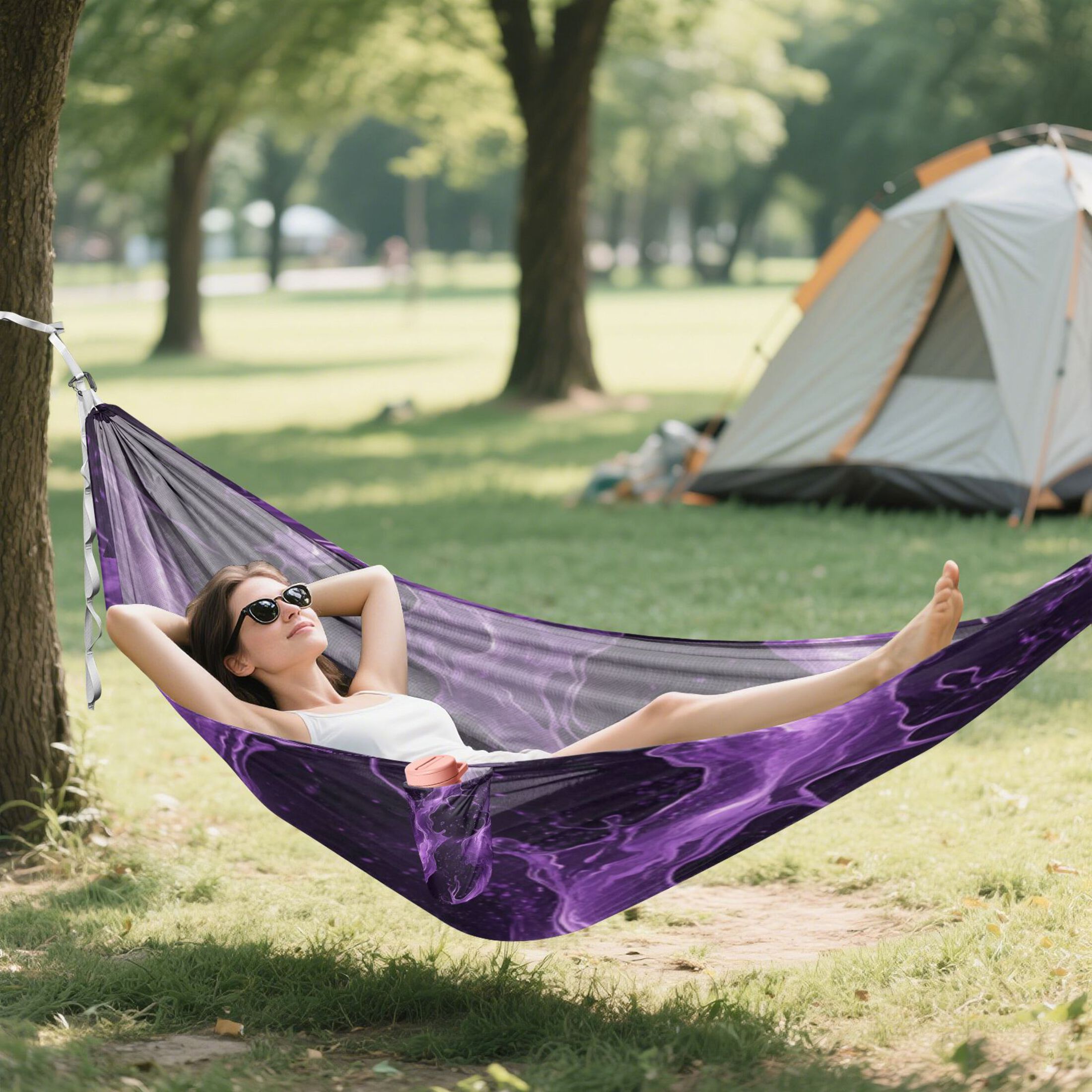 Hammock Camping Hammock Nylon Portable Hammock Travel Camping Hammock Purple River Pattern