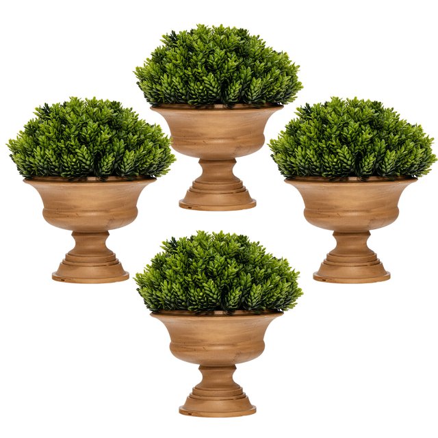 Gymax 4-Pack Artificial Plants Fake Mini Potted Plant Small Greenery Decor for Indoor