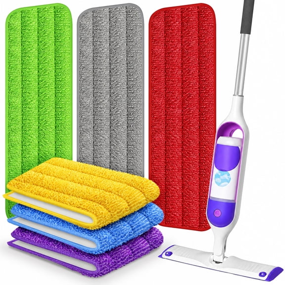 6 Pack Colorful Reusable Microfiber SwifferMop Pads, Universal Compatible for Major Spray Mop Brands, Washable Floor Mop Refills, Replacement Mop Heads for Power Mop Systems