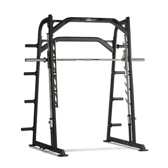 Titan Fitness Smith Machine, Counterbalanced Power Cage Squat Rack for Home Gym, Olympic Knurled Barbell, Pull Up Bar, Plate Holders, Resistance Band Pegs Included, Power Rack for Strength Training