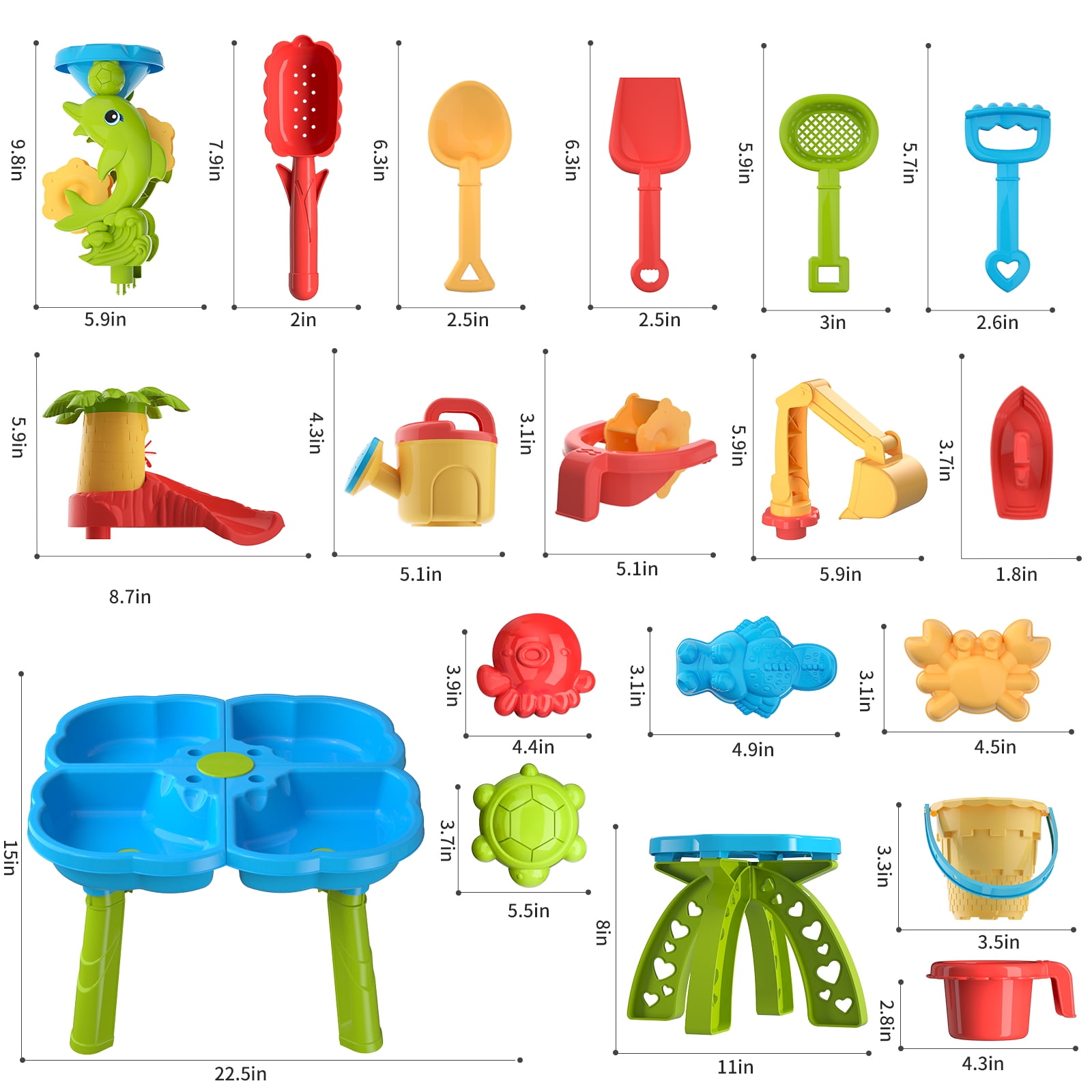 ConeWhale Kids Multi-Activity Sand Water Table Play Set with Stool, Sensory, Plastic, for Toddler Boys Girls