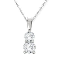 Pompeii 3/4CT TWo Stone Diamond Pendant 14K White Gold (H-I,I1-I2)