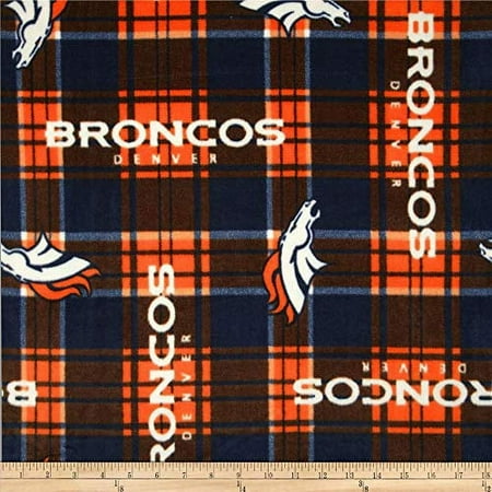 NFL Denver Broncos 58 100% Polyester Fleece Sports Logo Fabric By the Yard Blue and Orange