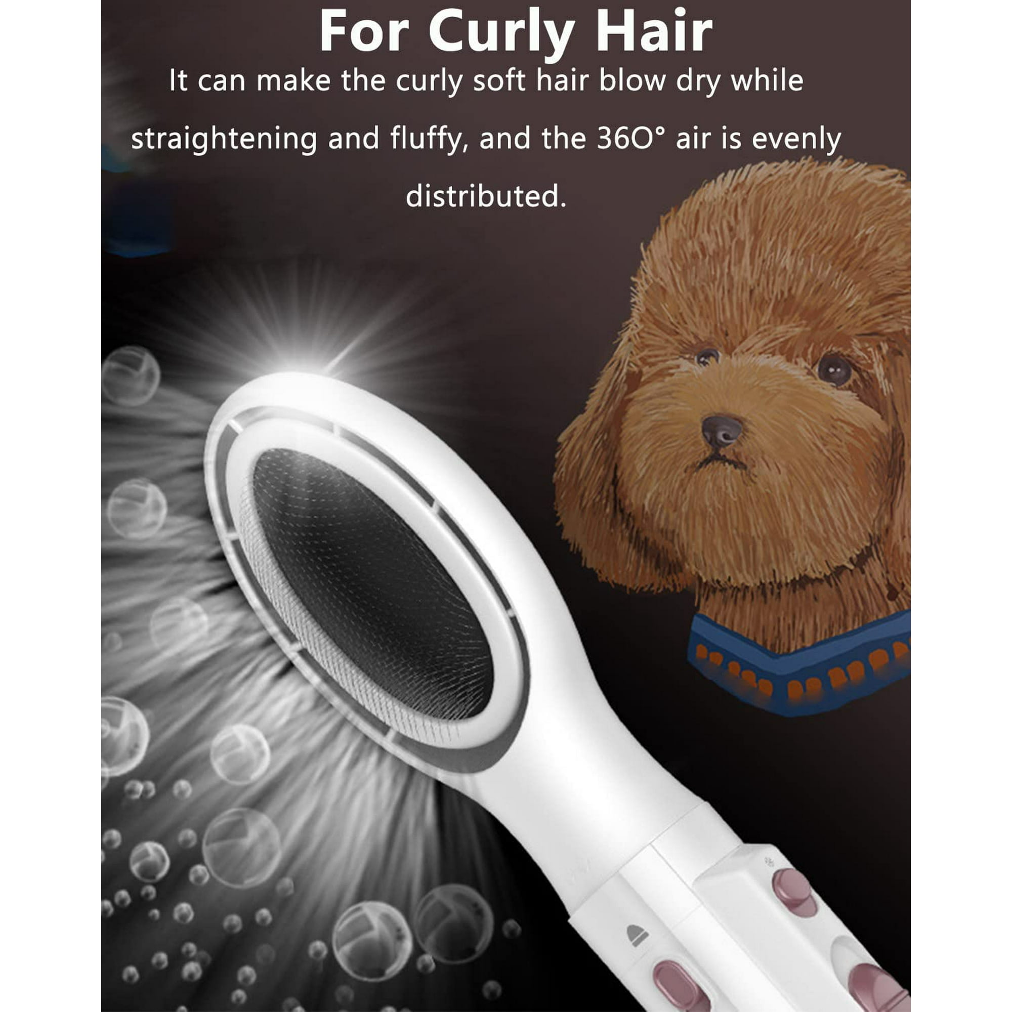 Dog Hair Dryer and Brush Comb Adjustable Temperature Pet Grooming Dog Dryer Blower Low Noise Pet Air Forced Dryer for Dogs and CatsWhite Walmart