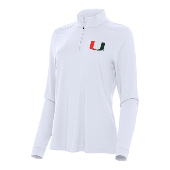 Women's Antigua White Miami Hurricanes Intent Quarter-Zip Top