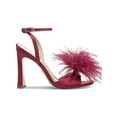 thumbnail image 2 of Sam Edelman Leon Raspberry Feather Pom Pom Detail Ankle Strap High Heel Sandals (Raspberry, 6.5), 2 of 3