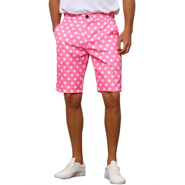 Pantalones cortos de hombre INSPIRE CHIC con lunares, pantalones chinos de verano para golf, frente plano, 38 rosa