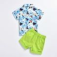 thumbnail image 5 of Odeerbi Toddler Summer Outfits Boys Gentleman Formal Dress Suit Baby Fashion Short Sleeve Blouse Cloud Kite Print Retro Shorts Suit Blue, 5 of 9