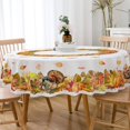 thumbnail image 2 of Fall Tablecloth, Autumn Turkey Maple Leaves Pumpkin Table Cloth Waterproof, Fall Thanksgiving Day Kitchen Table Decor for Dining Holiday Party 60x60 Inch Round, 2 of 6