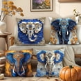 thumbnail image 7 of Vintage Elephant Print Pillow Cover, Soft Velvet Touch Decorative Pillowcase 18x18 Inches for Sofa Living Room, Blue Bohemian Style Throw Pillow Cover Home Decor Accent, 7 of 7
