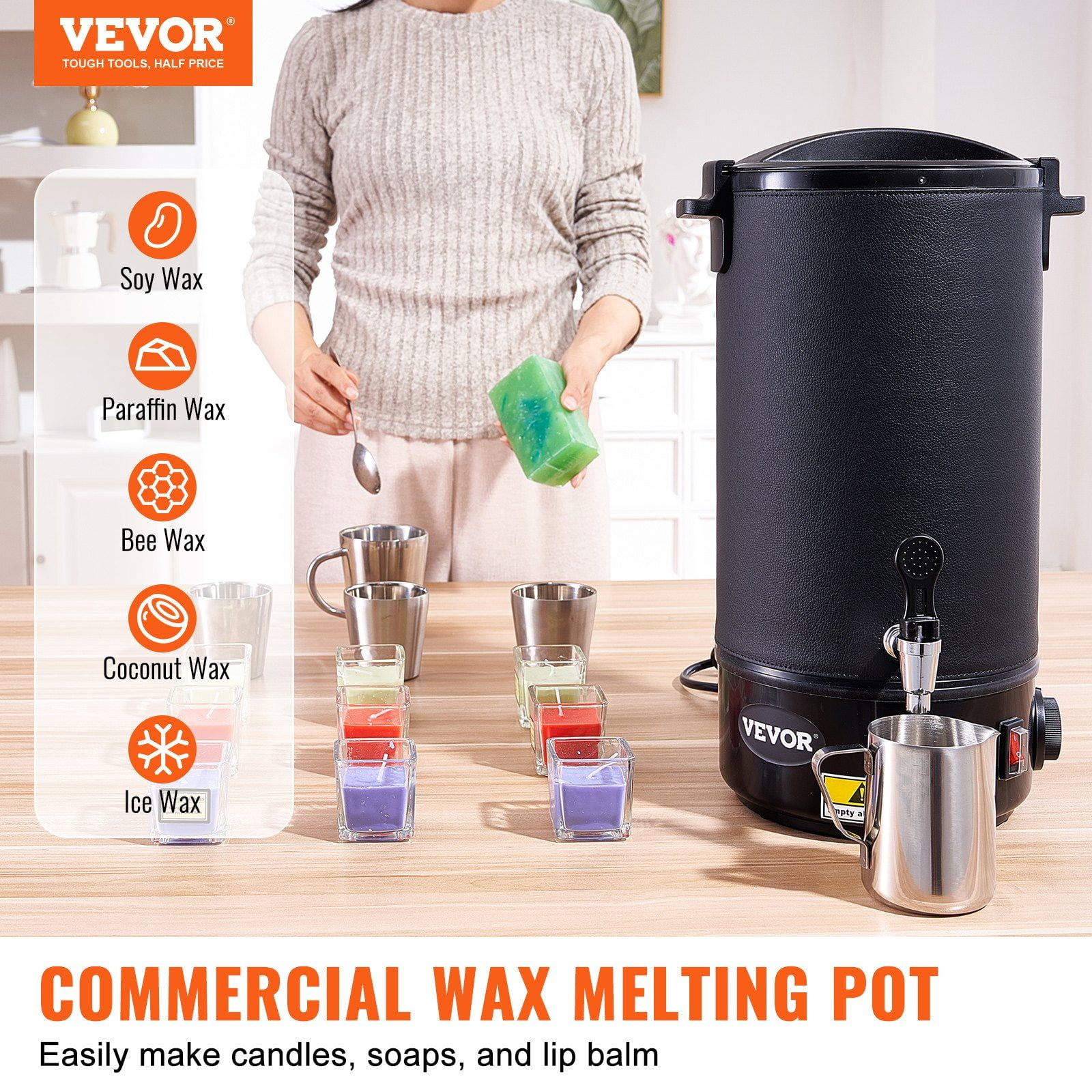 10L Large Electric Wax Melter Pot for Candle Making, 9-Temperature Settings with Easy Pour Spout, Ideal for DIY Soy Wax, Beeswax, Candle & Soap Making, Home or Business Use – Easy to Clean