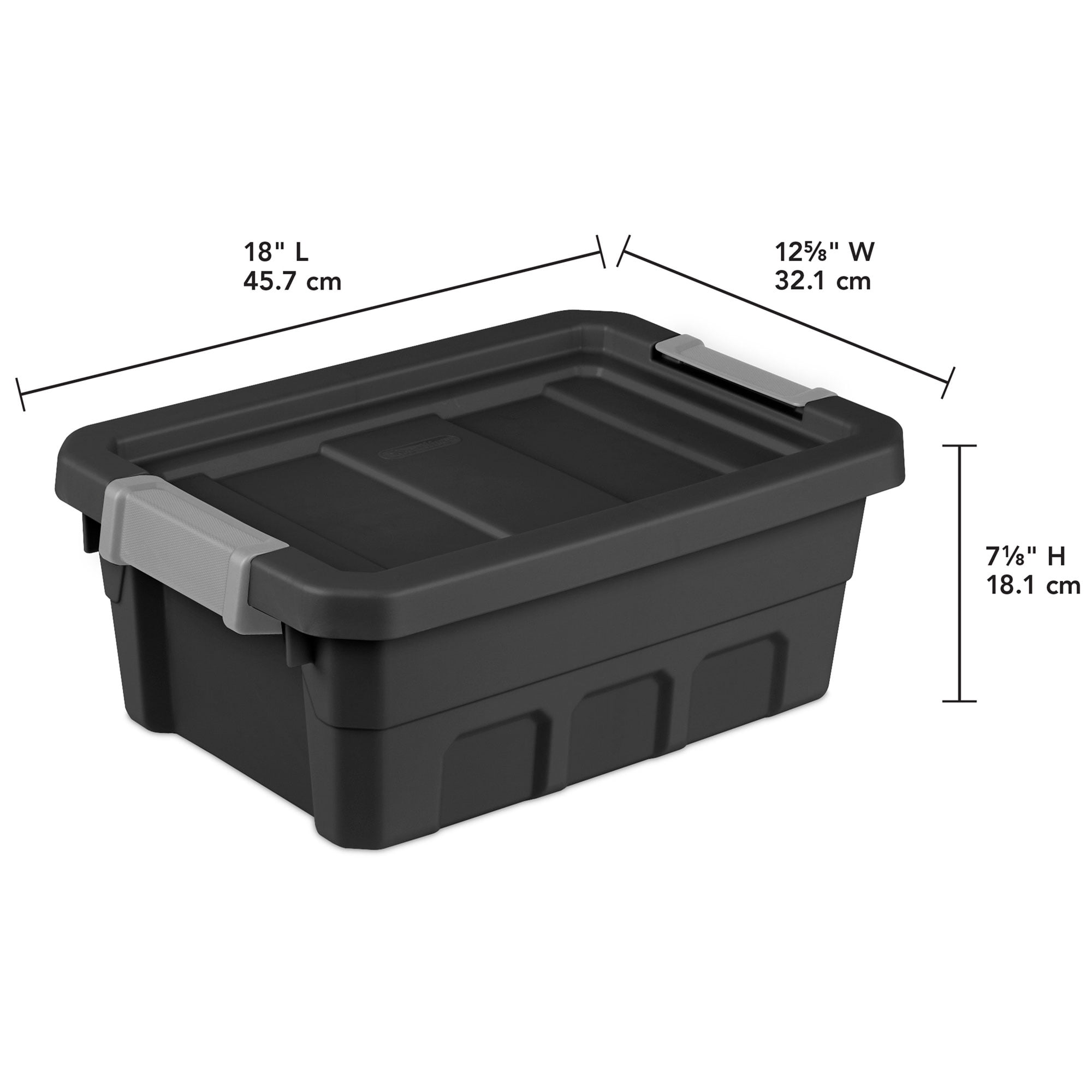 Sterilite 4 Gallon Industrial Storage Totes w/ Latch Clip Lids, Black (24  Pack), 1 Piece - Smith's Food and Drug