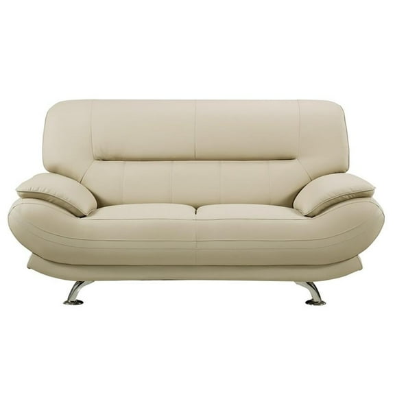 AE709 Cream (Khaki) Love Seat with Faux Leather