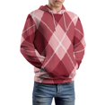 thumbnail image 5 of Red Plaid Pattern Background Men's Women Vintage 3D Hooded Sweatshirt - All-Season Loose Fit Streetwear, 5 of 6