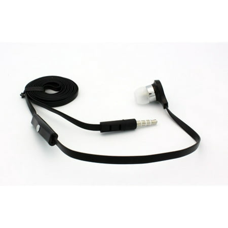 Flat Wired Headset MONO Handsfree Earphone Mic Single Earbud Headphone In-Ear [3.5mm] [Black] 4B for LG G Pad 8.0 8.3 F 8.0 X8.3, G5 G6, Stylo 3, V10 V20 - Motorola Droid Turbo 2 - Samsung Galaxy
