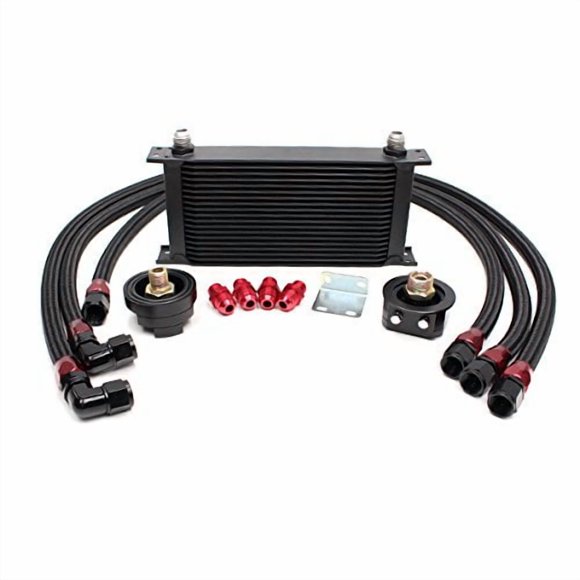Universal 19 Row Oil Cooler Kit with Oil Filter Relocation Kit (Bar & Plate Core)