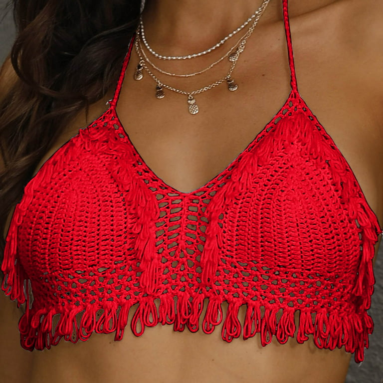 qazqa women summer halter beach crochet top bralette knit bra