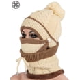thumbnail image 5 of Luxtrada 2-in-1 Womens Men Winter Scarf Set Winter Hats for Women Warm Cute Fashionable Thickend Knitted Hat Scarf Face Cover Outdoor Winter Skiing Cap Beige, 5 of 6