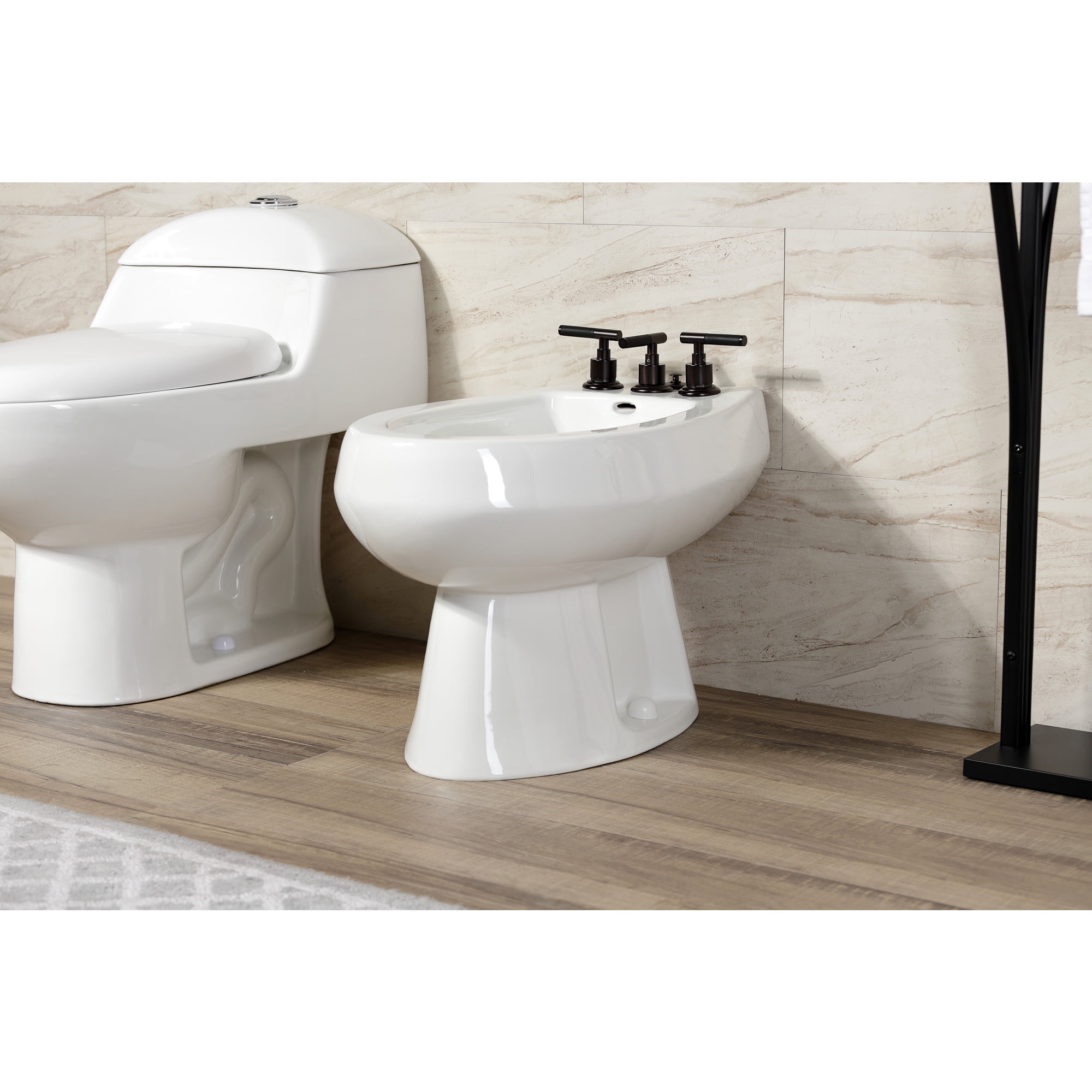 Kingston Brass KB6325CKL Kaiser Three-Handle Bidet Faucet with Brass Pop-Up, Oil Rubbed Bronze