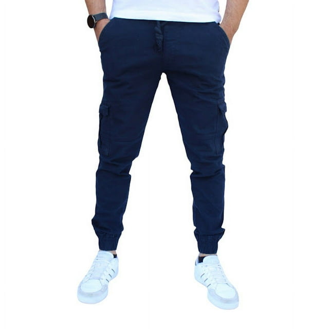 Jogger cargo de gabardina stretch John Silver Corte skinny color azul marino