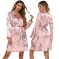 thumbnail image 6 of Miyanuby Women's Long Sleeve Short Silky Robes Bridesmaid Bride Party Satin Robes Sleepwear, Blue, M, 6 of 6