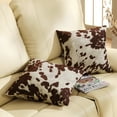 thumbnail image 2 of Weston Home 18.0" x 18.0" Brown Polyester Throw Pillow , cover closure: hidden zipper closure, edging: knife edge, set includes: two (2) throw pillows, pattern: cow hide, cover: 100-percent poly, color options: soft white, brown, cover is removable, pillow shape: square, dimensions: 18 inches wide x 18 inches long ( 2 Count), 2 of 5