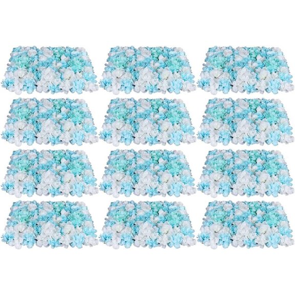 FETCOI 12 Pcs Artificial Flower Wall Panels 60x40cm 3D Flower Background for Wall, Wedding Flower Decorations Wall Silk Rose Panels for Photo Areas, Stage Background Wall