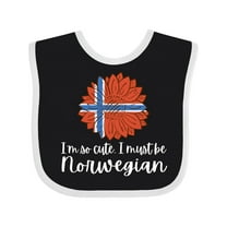 Inktastic I'm So Cute, I Must Be Norwegian Sunflower Norway Flag Boys or Girls Baby Bib