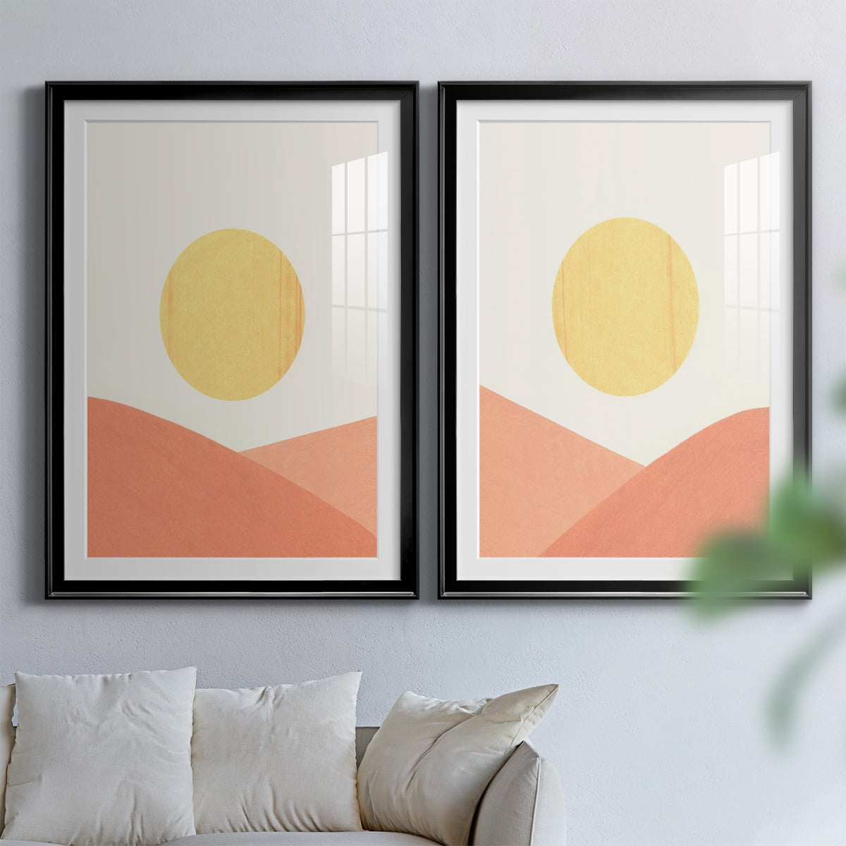 Wexford Home Simple Boho Sun I Premium Framed Print, 26.5" x 36.5" - Ready to Hang, Black (Set of 2)