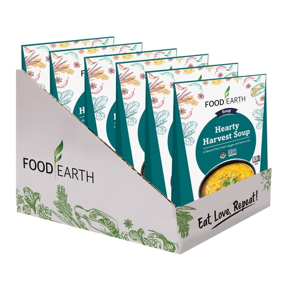 Food Earth - Hearty Harvest Soup -Non GMO, Vegan, Gluten-Free, Heat & Serve,10.58 oz, 6 units Shelf Stable